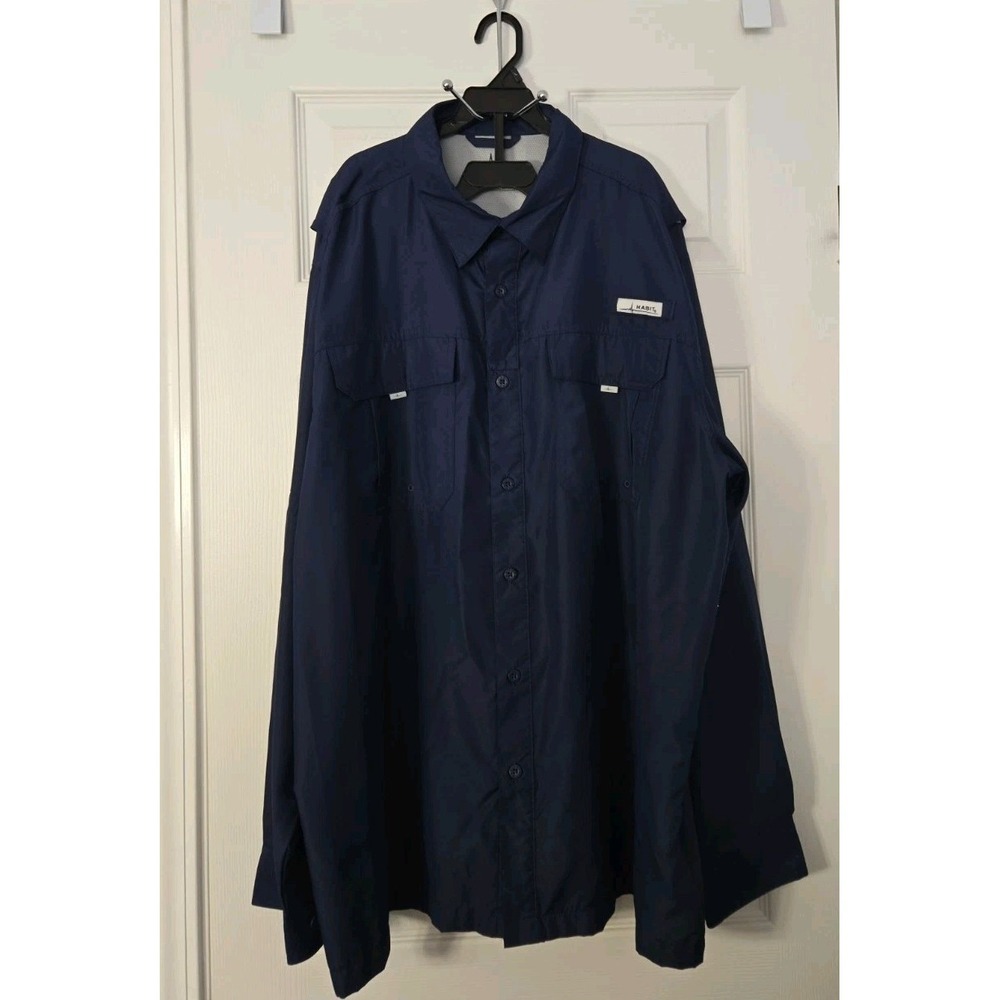Habit Long Sleeve Guide Shirt Mens XL Blue Vented Fishing Button Front 40+ UPF